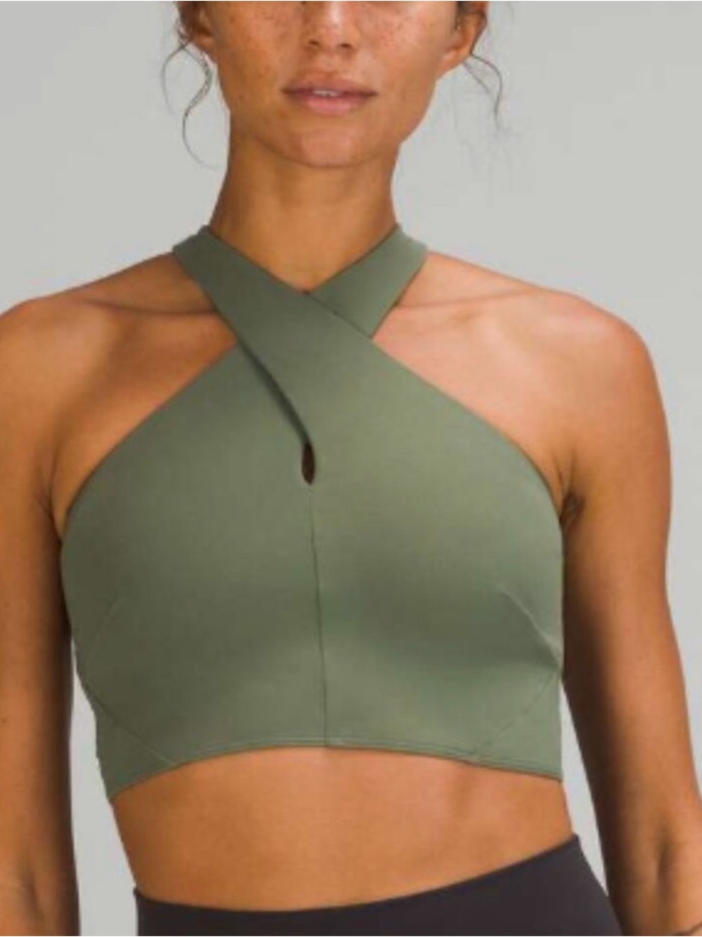 Lululemon Nulu Wrap-Front Longline Bra *Light Support, A/B Cup
Green Twill